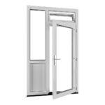 Kunststof achterdeur met borstwering in zijlicht en valraam voor open