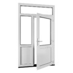 Kunststof kozijnen kunststof achterdeur met bovenlicht, zijlicht en borstwering