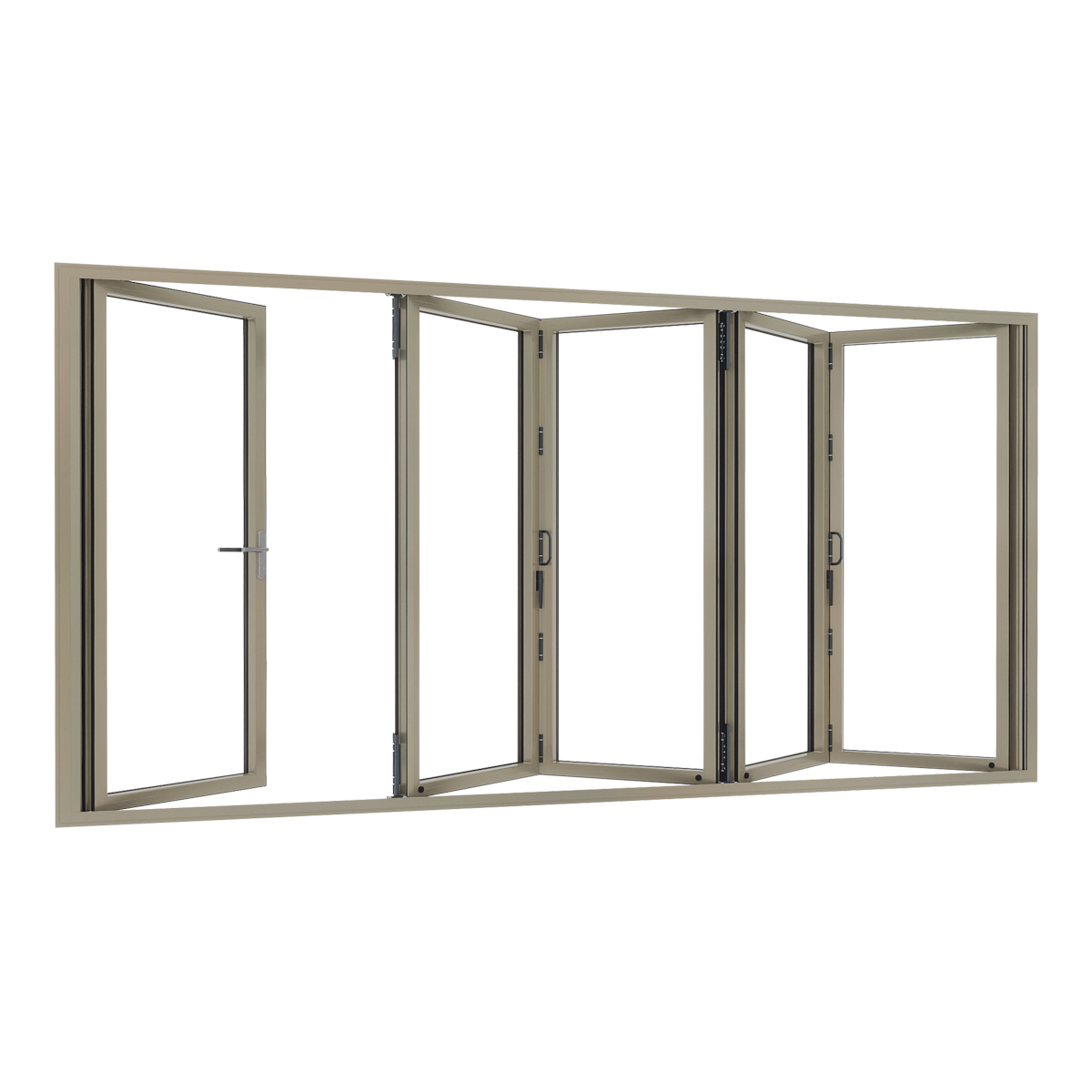 Aluminium harmonicadeur 5-delig met vaste loopdeur 3 Aluminium harmonicadeur 5-delig met vaste loopdeur - Afbeelding 3