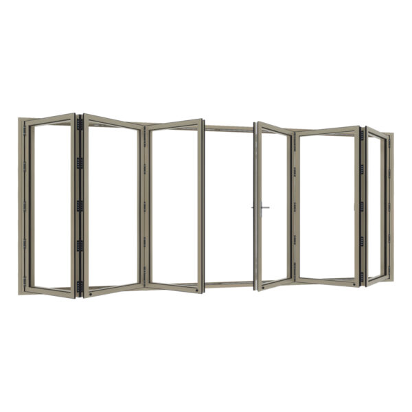 Aluminium harmonicadeur 6-delig met loopdeur in het midden