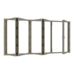 aluminium harmonicadeur 5 delig met vaste loopdeur achter open