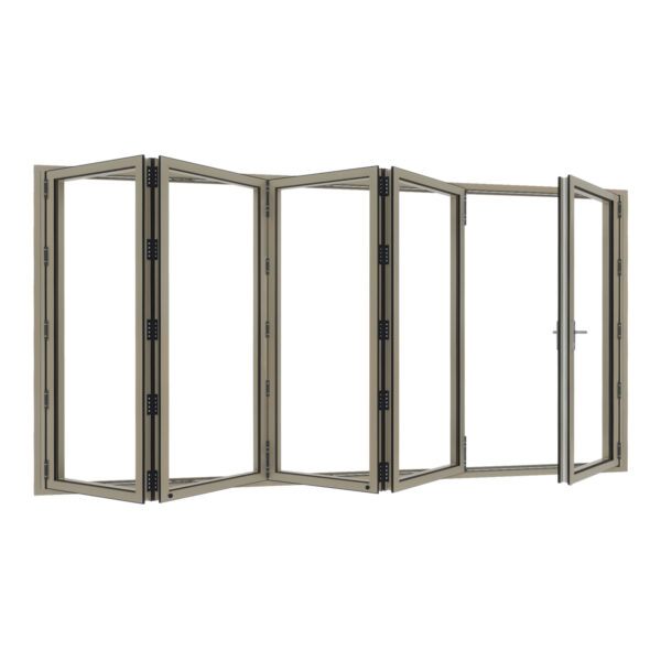 Aluminium harmonicadeur 5-delig met vaste loopdeur