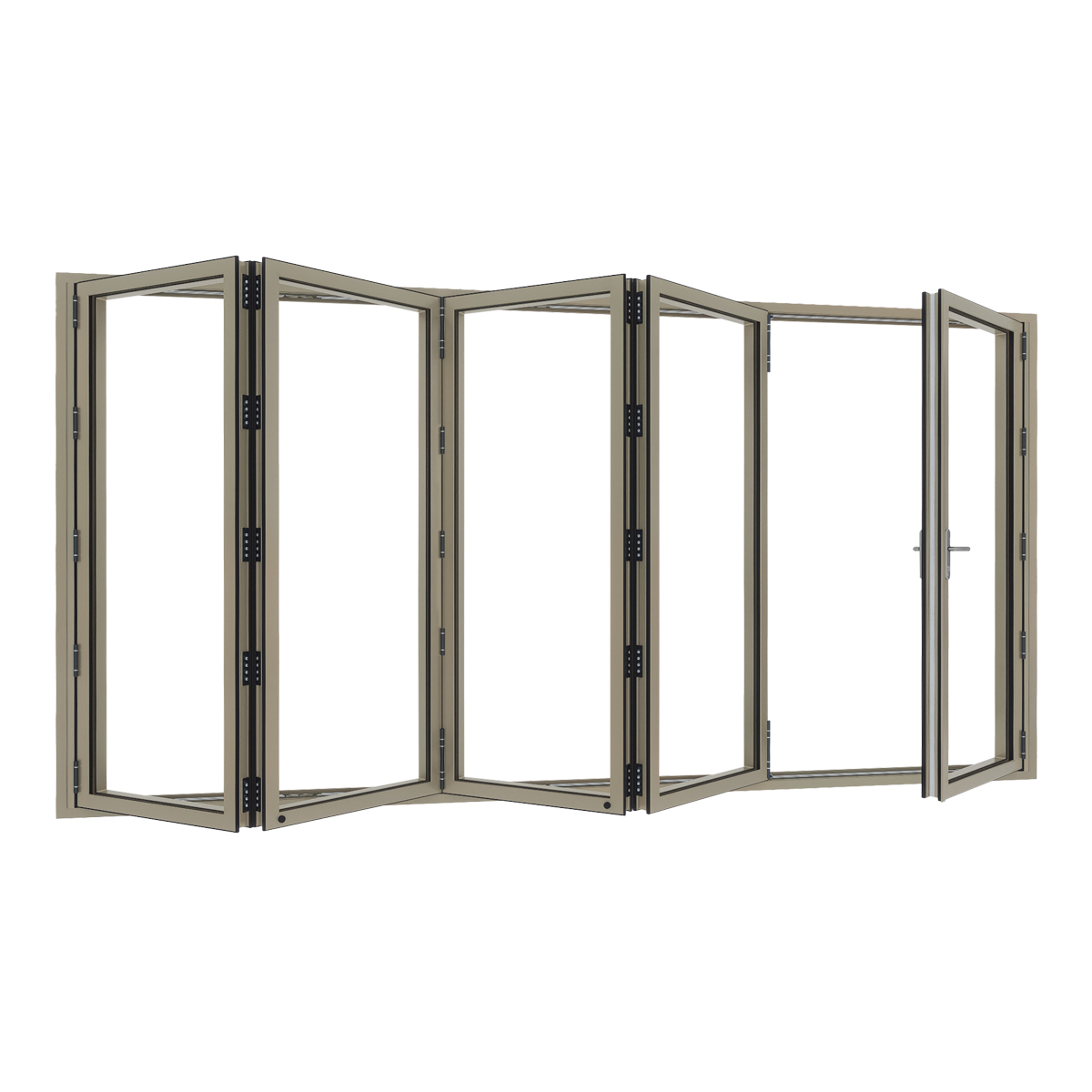 Aluminium harmonicadeur 5-delig met vaste loopdeur 1 Aluminium harmonicadeur 5-delig met vaste loopdeur