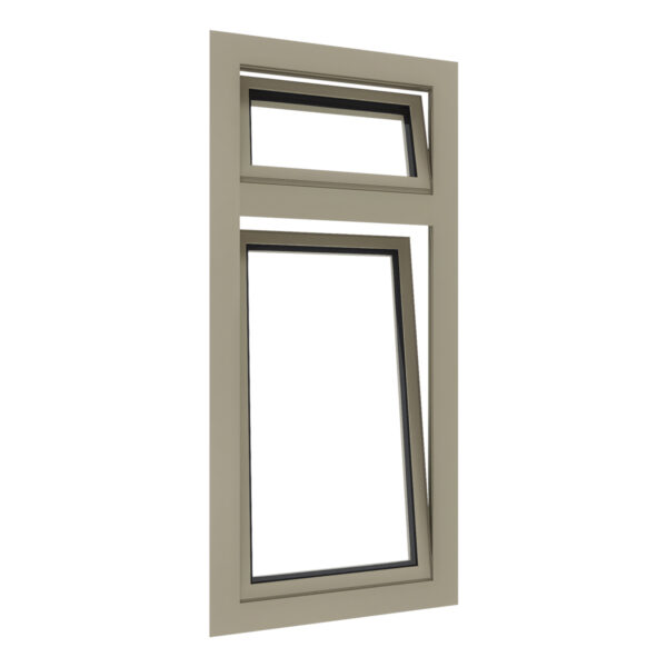 Aluminium draaikiepraam met valraam erboven
