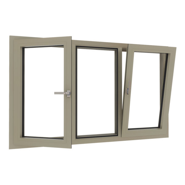 Aluminium dubbel draaikiepraam met vast glasvak - Afbeelding 2