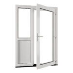 Kunststof kozijnen kunststof achterdeur met borstwering en zijraam