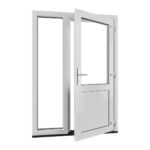 Kunststof kozijnen kunststof achterdeur met borstwering en zijlicht