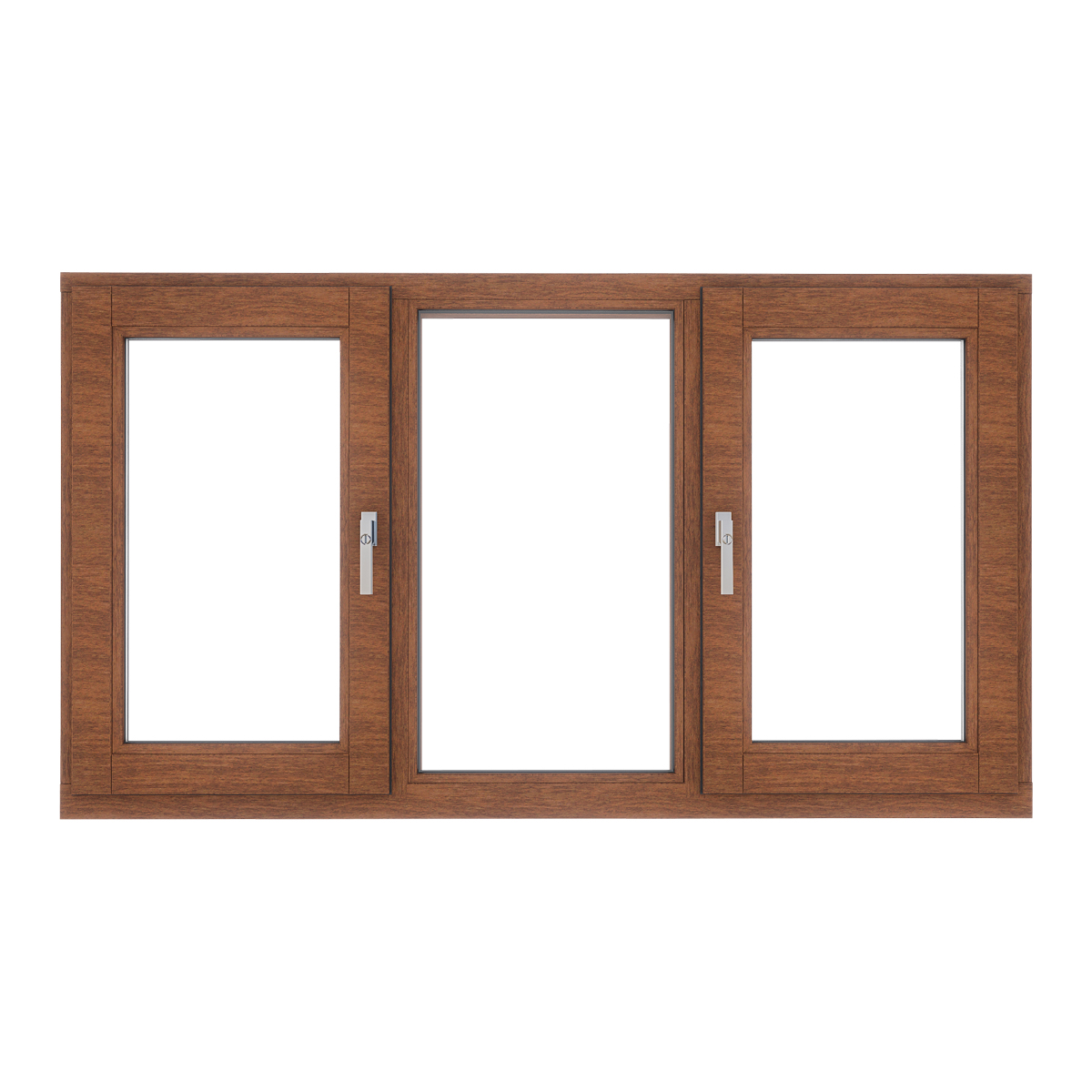 Houten dubbel draaikiepraam met vast glasvak in het midden 3 Houten dubbel draaikiepraam met vast glasvak in het midden - Afbeelding 3