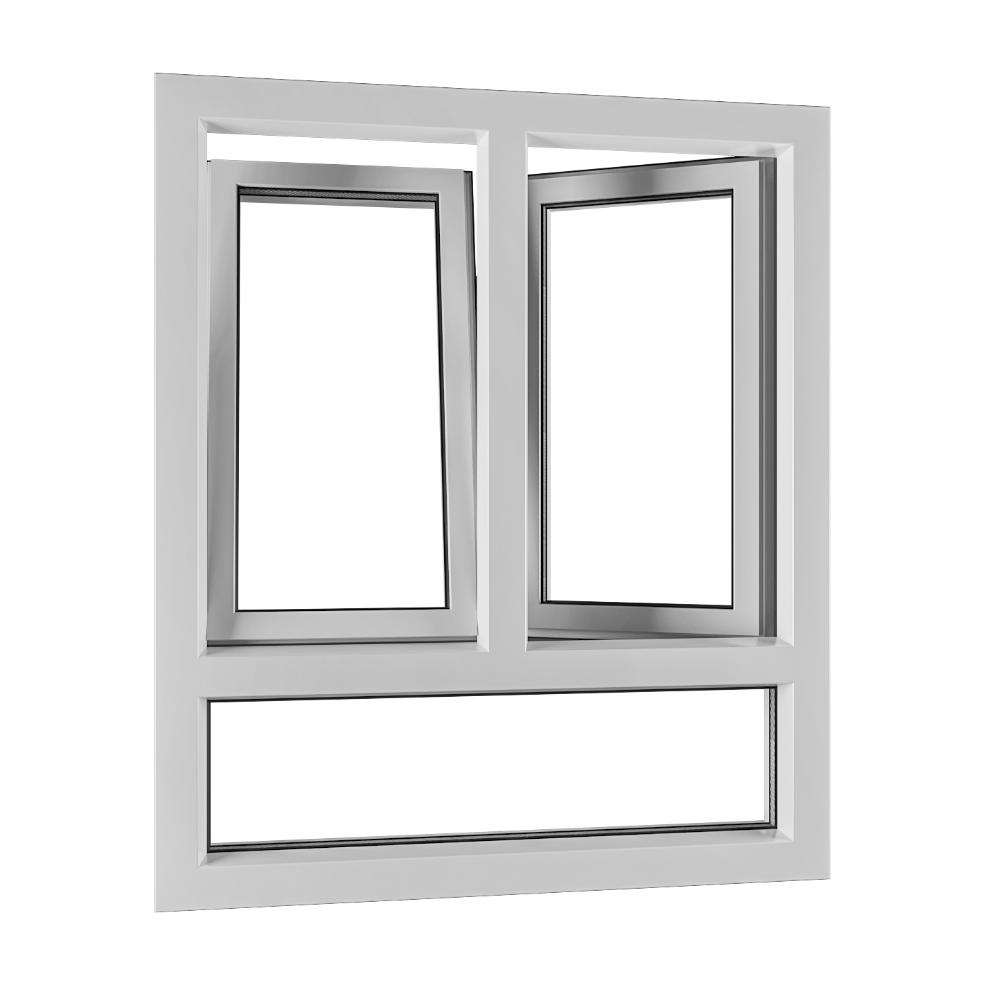 Kunststof dubbel draaikiepraam met onderlicht 1 Kunststof dubbel draaikiepraam met onderlicht