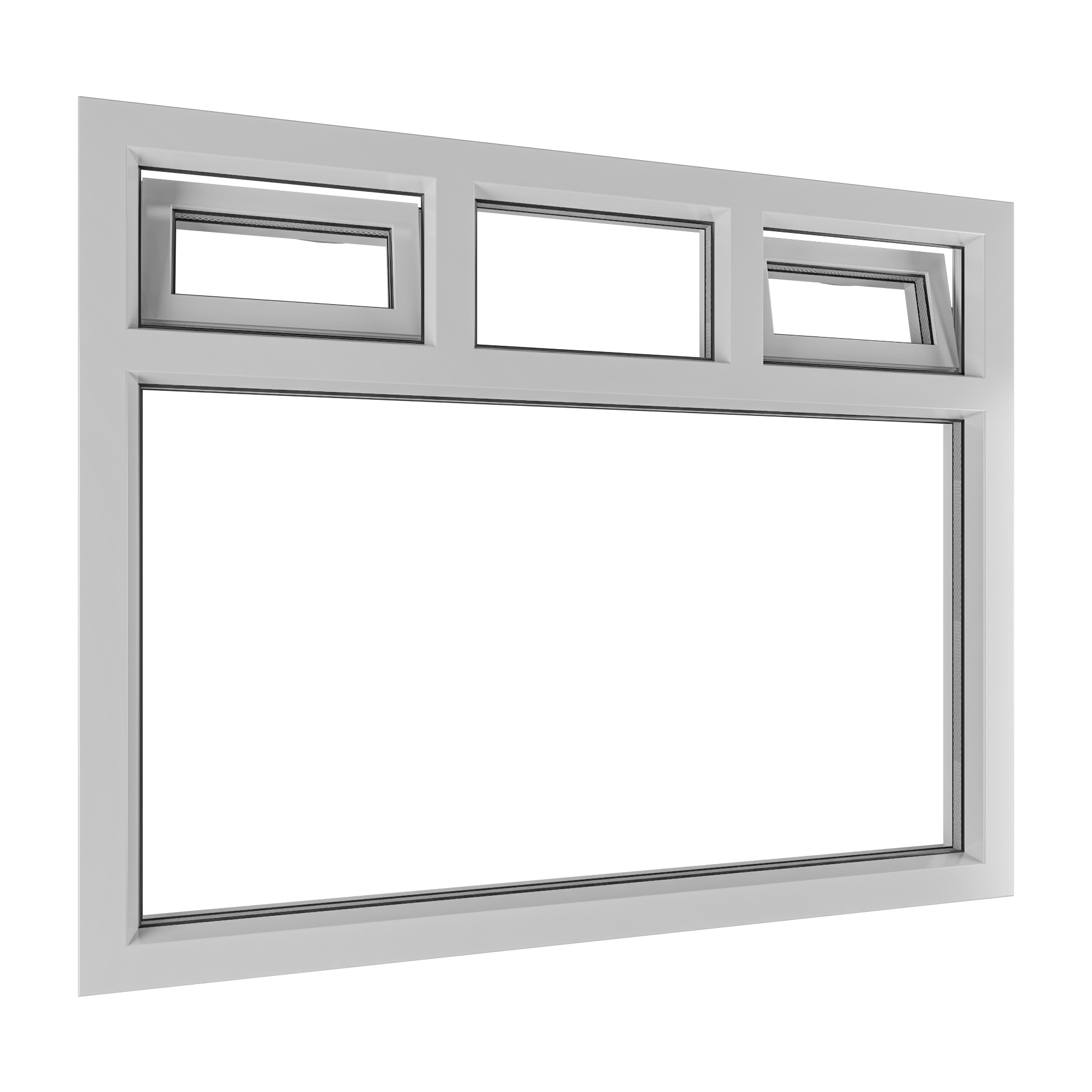 Kunststof vast glaskozijn met dubbel valraam en vast glasvak in het midden 1 Kunststof vast glaskozijn met dubbel valraam en vast glasvak in het midden