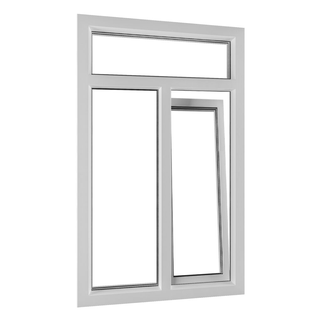 Kunststof kozijnen kunststof balkondeur in draaikiepuitvoering met vast glasvak en bovenlicht