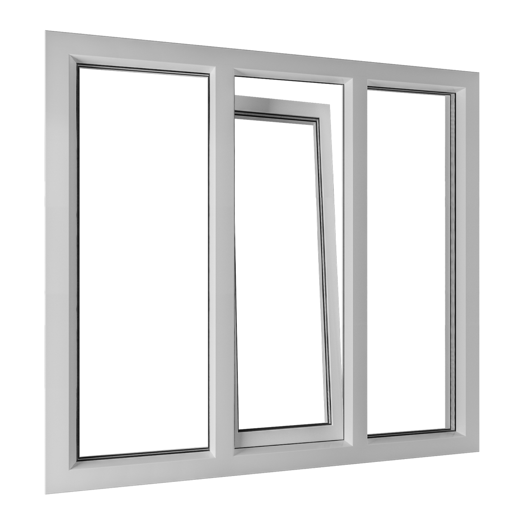 Kunststof balkondeur in draaikiepuitvoering met vast glas links en rechts 1 Kunststof kozijnen kunststof balkondeur in draaikiepuitvoering met vast glas links en rechts